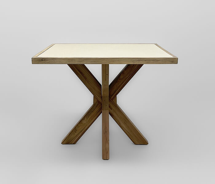 51.0000.0701: Τραπέζι in-out βάση ξύλο teak, καπάκι Fiber Cement light Lava finishing σε τελάρο ξύλο ακακία