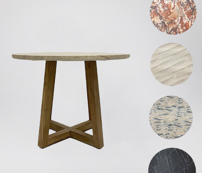 51.0000.0706: Τραπέζι indoor, βάση ξύλο Teak, καπάκι Fiber Cement, marble look, επιλογή από 4 σχέδια, πάχος 3εκ.