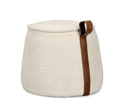 01.7009.0416 - Stool - πουφ σκελετός ξύλο, ύφασμα συνθετικό chenille, με λαβή συνθετικό δέρμα 
