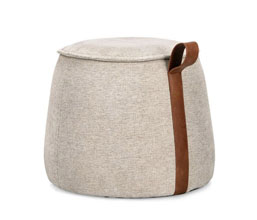 01.7009.0417 - Stool - πουφ σκελετός ξύλο, ύφασμα συνθετικό chenille, με λαβή συνθετικό δέρμα 
