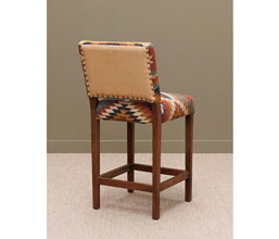 01.7075.0014: Bar stool με πλάτη ξύλο ακακία, κιλίμι μπροστά, jute πίσω πλάτη (ύψος καθίσματος 68εκ.)