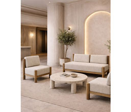 01.7149.0196: Πολυθρόνα indoor ξύλο Mindi χρώμα Natural (ύψος καθίσματος 44εκ)