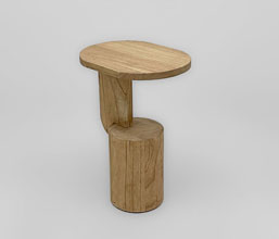 01.7149.0203: Side table καπάκι οβάλ, indoor ξύλο mindi χρώμα natural