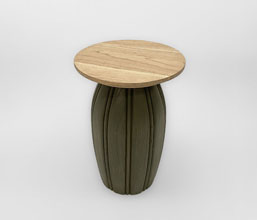 01.7149.0206olive: side table indoor, ξύλο Mindi, βάση χρώμα olive, καπάκι χρώμα Natural