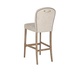 01.7308.0332: Βar stool με πλάτη ξύλο ντεκαπέ - δέρμα (ύψος καθίσματος 75εκ.)