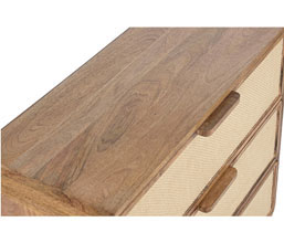 01.7308.0340: Κομότα 3 συρτάρια, ξύλο Mango - Jute