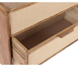 01.7308.0340: Κομότα 3 συρτάρια, ξύλο Mango - Jute