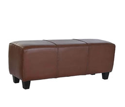 01.7308.0355 - Stool  - πάγκος, ξύλο teak με γνήσιο δέρμα 
