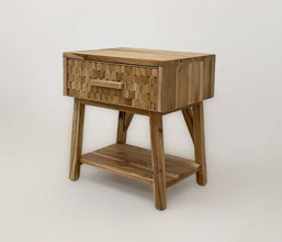 01.7317.0038 - Κομοδίνο ξύλο teak- ακακία συρτάρι, ράφι
