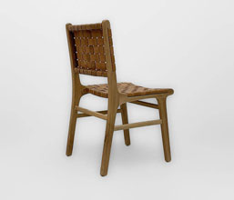 01.7339.0337: καρέκλα Syros ξύλο teak με δέρμα (ύψος καθίσματος 47εκ.)