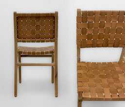 01.7339.0337: καρέκλα Syros ξύλο teak με δέρμα (ύψος καθίσματος 47εκ.)