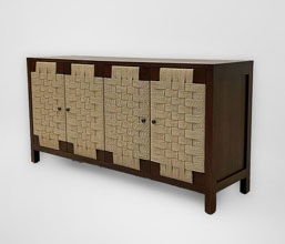 01.7339.0338: Μπουφές 4 πόρτες ξύλο, με twisted wicker στις πόρτες