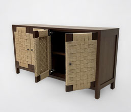01.7339.0338: Μπουφές 4 πόρτες ξύλο, με twisted wicker στις πόρτες