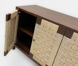 01.7339.0338: Μπουφές 4 πόρτες ξύλο, με twisted wicker στις πόρτες