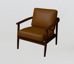 01.7339.0345 - Πολυθρόνα ξύλο teak, κάθισμα και πλάτη γνήσιο δέρμα
