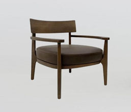 01.7339.0346 - Πολυθρόνα ξύλο teak κάθισμα γνήσιο δέρμα
