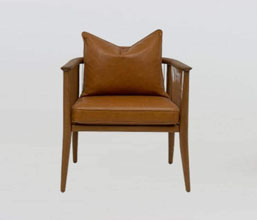 01.7339.0347: Πολυθρόνα ξύλο teak με κορδόνια γνήσιο δέρμα, κάθισμα και πλάτη γνήσιο δέρμα