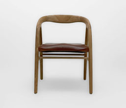 01.7339.0349: Πολυθρόνα Dining ξύλο Teak, κάθισμα γνήσιο δέρμα. (ύψος καθίσματος 46εκ.)