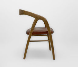 01.7339.0349: Πολυθρόνα Dining ξύλο Teak, κάθισμα γνήσιο δέρμα. (ύψος καθίσματος 46εκ.)