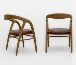 01.7339.0349: Πολυθρόνα Dining ξύλο Teak, κάθισμα γνήσιο δέρμα. (ύψος καθίσματος 46εκ.)