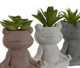 02.7308.0193: Γλαστράκι cement βάτραχος με λουλούδια