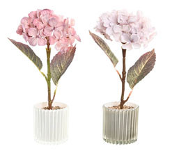 02.7308.0211: Γλαστράκι γυαλί με ορτανσία, ύφασμα