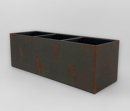 02.7323.0083: Ζαρντινιέρα Cement Fiber με τρεισ πλαστικές γλάστρες, Indoor & Outdoor - Frost Resistant - Waterproof