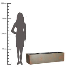 02.7323.0083: Ζαρντινιέρα Cement Fiber με τρεισ πλαστικές γλάστρες, Indoor & Outdoor - Frost Resistant - Waterproof