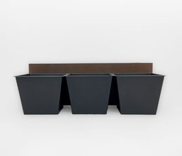 02.7323.0084: Ζαρντινιέρα Cement Fiber με τρεισ πλαστικές γλάστρες, Indoor & Outdoor - Frost Resistant - Waterproof