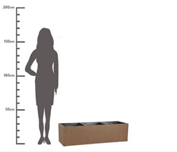 02.7323.0084: Ζαρντινιέρα Cement Fiber με τρεισ πλαστικές γλάστρες, Indoor & Outdoor - Frost Resistant - Waterproof