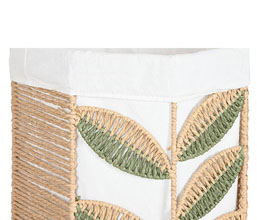 09.7308.0140: Καλάθι rattan - ύφασμα, σχέδιο φύλλα