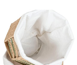 09.7308.0140: Καλάθι rattan - ύφασμα, σχέδιο φύλλα