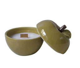 10.7360.0043: Μήλο κεραμικό πράσινο, με αρωματικό κερί