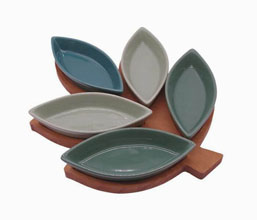 13.7278.0031 - Σετ 6τεμ. aperitif, stoneware - ξύλο bamboo 

