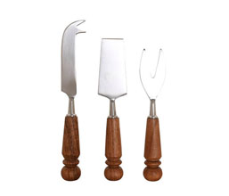 13.7308.0219 - Σετ 3 μαχαιράκια για τυρί, ξύλο ακακία - inox


