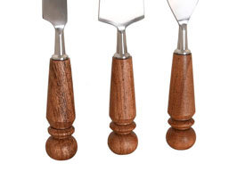 13.7308.0219: Σετ 3 μαχαιράκια για τυρί, ξύλο ακακία - inox