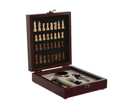 13.7308.0321 - Κουτί ξύλο,σετ σκάκι, σετ (4τεμ) κρασιού

