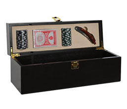 13.7308.0323 - Κουτί ξύλο για μπουκάλι κρασί, τράπουλα, μάρκες, τιρμπουσόν

