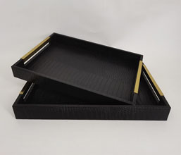 14.7050.0019 - Διακοσμητικός δίσκος, συνθετικό δέρμα, μαύρος

