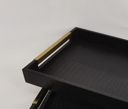 14.7050.0020 - Διακοσμητικός δίσκος, συνθετικό δέρμα, μαύρος

