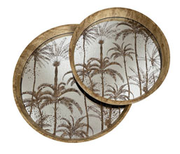 14.7050.0021 - Διακοσμητικός δίσκος φοίνικες, ασημί bronze


