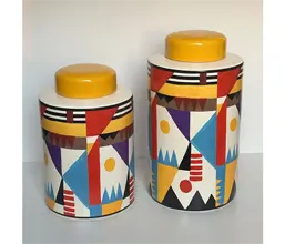 15.7050.0983: Βάζο κεραμικό πολύχρωμο με καπάκι