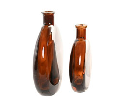 15.7308.0979: Σετ 2 βάζα γυαλί, καφέ (17Χ5Χ19Υ & 12Χ4Χ15Υ) 