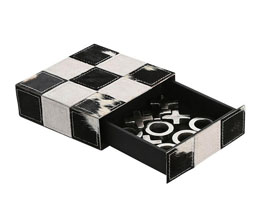 15.7308.0987: Επιτραπέζιο διακοσμητικό παιχνίδι τρίλιζα, δέρμα - inox