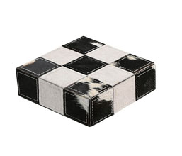 15.7308.0987: Επιτραπέζιο διακοσμητικό παιχνίδι τρίλιζα, δέρμα - inox