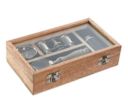 15.7308.0991: Κουτί mango, set 4τεμ. Μεγ. Φακός, πυξίδα, μονοκυάλι, κυάλια (brass)