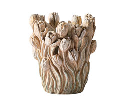 15.7308.1022 - Βάζο ανάγλυφο τουλίπες, cement

