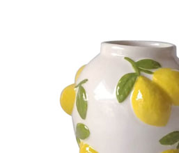 15.7360.0081: Βάζο κεραμικό ανάγλυφο λεμόνια