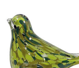 15.7360.0082: Διακοσμητικό πουλάκι γυαλί, εσωτερικό φωτάκι LED (μπαταρίες)