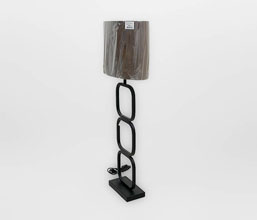 16.7277.0066: Φωτιστικό επιτραπέζιο, βάση μέταλλο χώμα μαύρο matt, καπέλο οβάλ υφή velour καφέ.